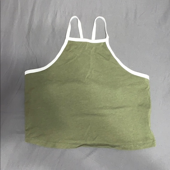 army green crop tank top - Picture 1 of 2